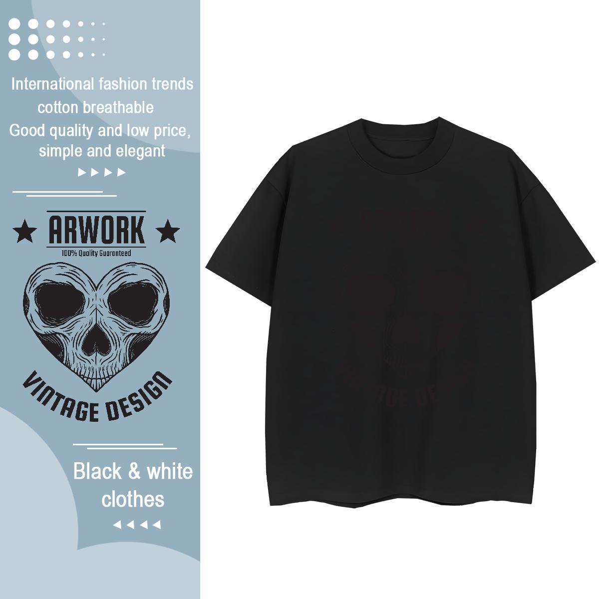 Comfortable T Shirt For Man 230g Cotton skull Beach DIY Breathable Soft Men Tshirts Fashion Casual Clothings
