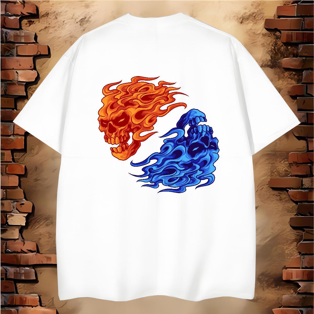 Wholesale Men T Shirts 230g 100% Cotton skull Street Asian Size Breathable Crew Neck Tshirt for Man Woman Fashion New Top Tees