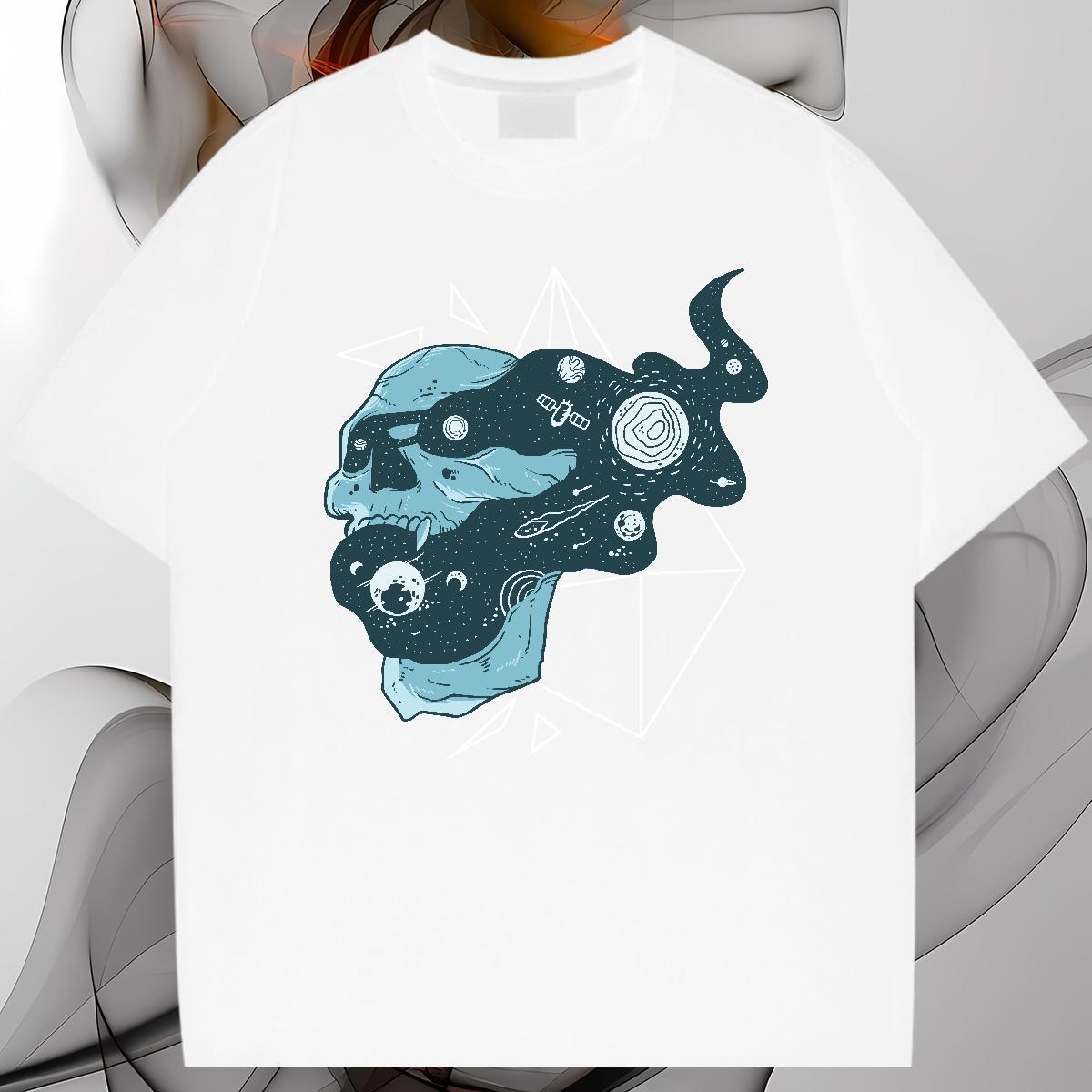 Loose Fit T Shirts Men 230g Cotton skull Street DIY Breathable Soft Mens Tshirts 2024 DIY Tops Tees