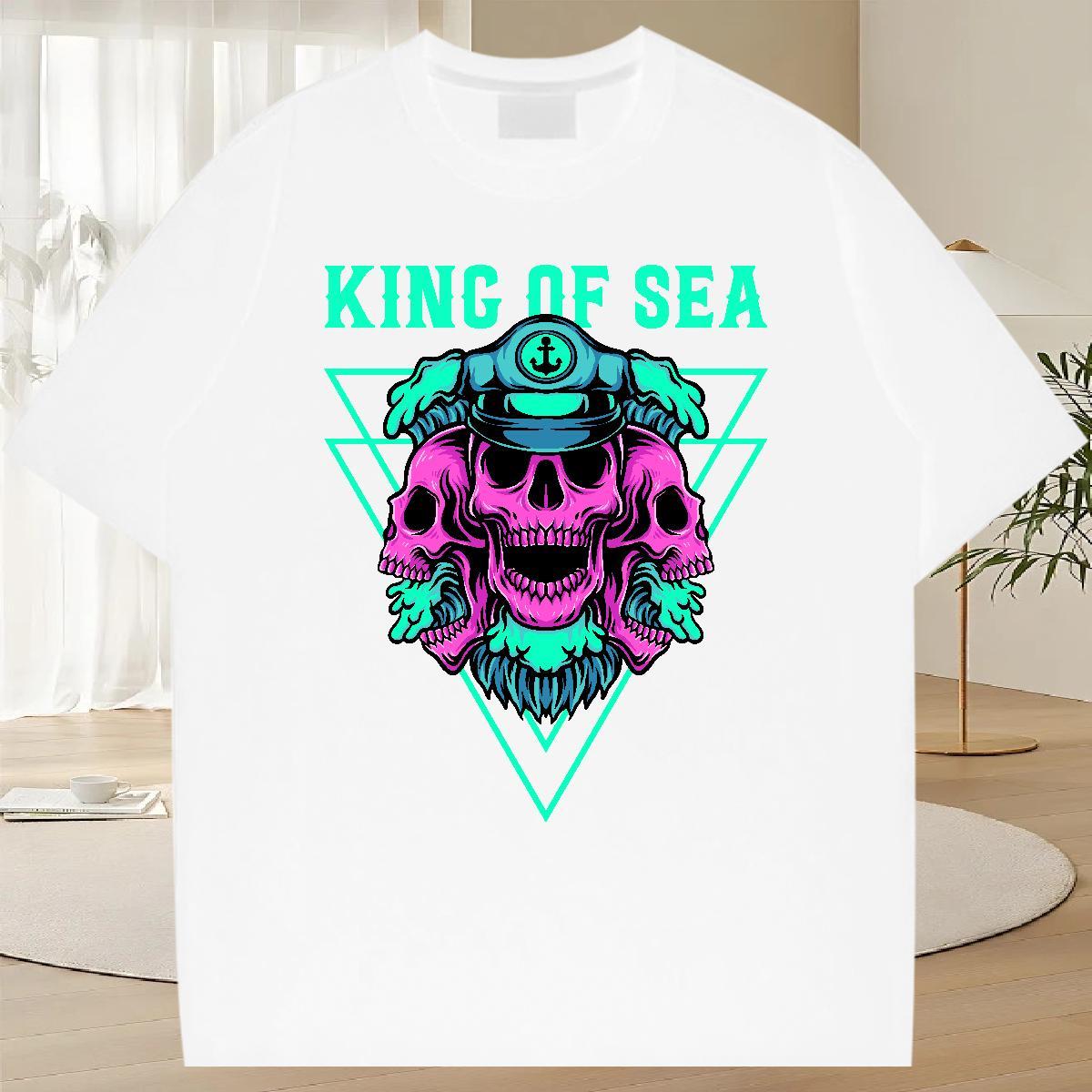 Designer T-Shirts for Men 230g Cotton skull Hip Hop Street Custom Anime Crew Neck Men Tshirts Fashion New Clothings