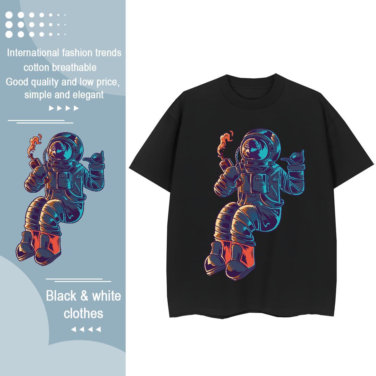 High quality Unisex Tshirts 230g Cotton universe Beach T-Shirts for Women Crew Neck Breathable Skull Clothings