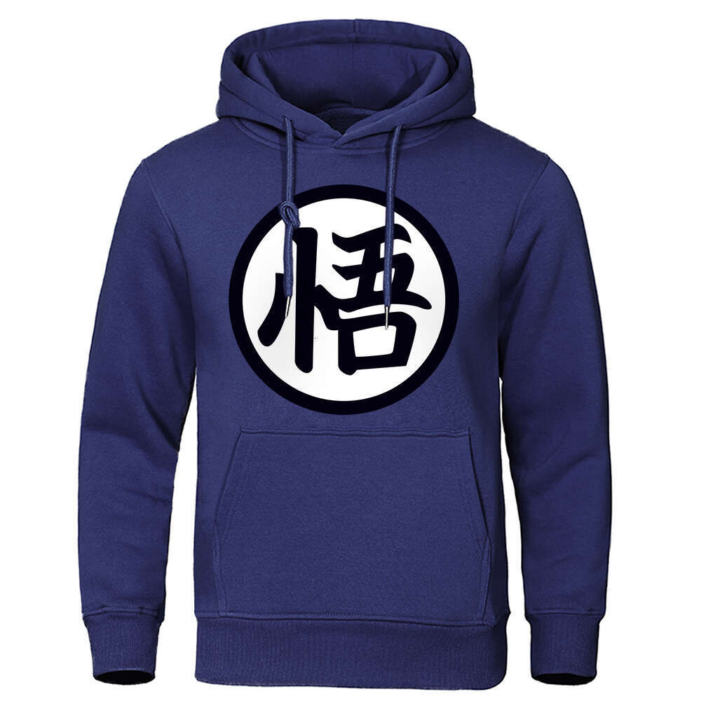 Japanese Anime Wu Font Funny Printing Mens Pocket Autumn Clothes Loose Casual Streetwear Fleece Warm Men Hoodies