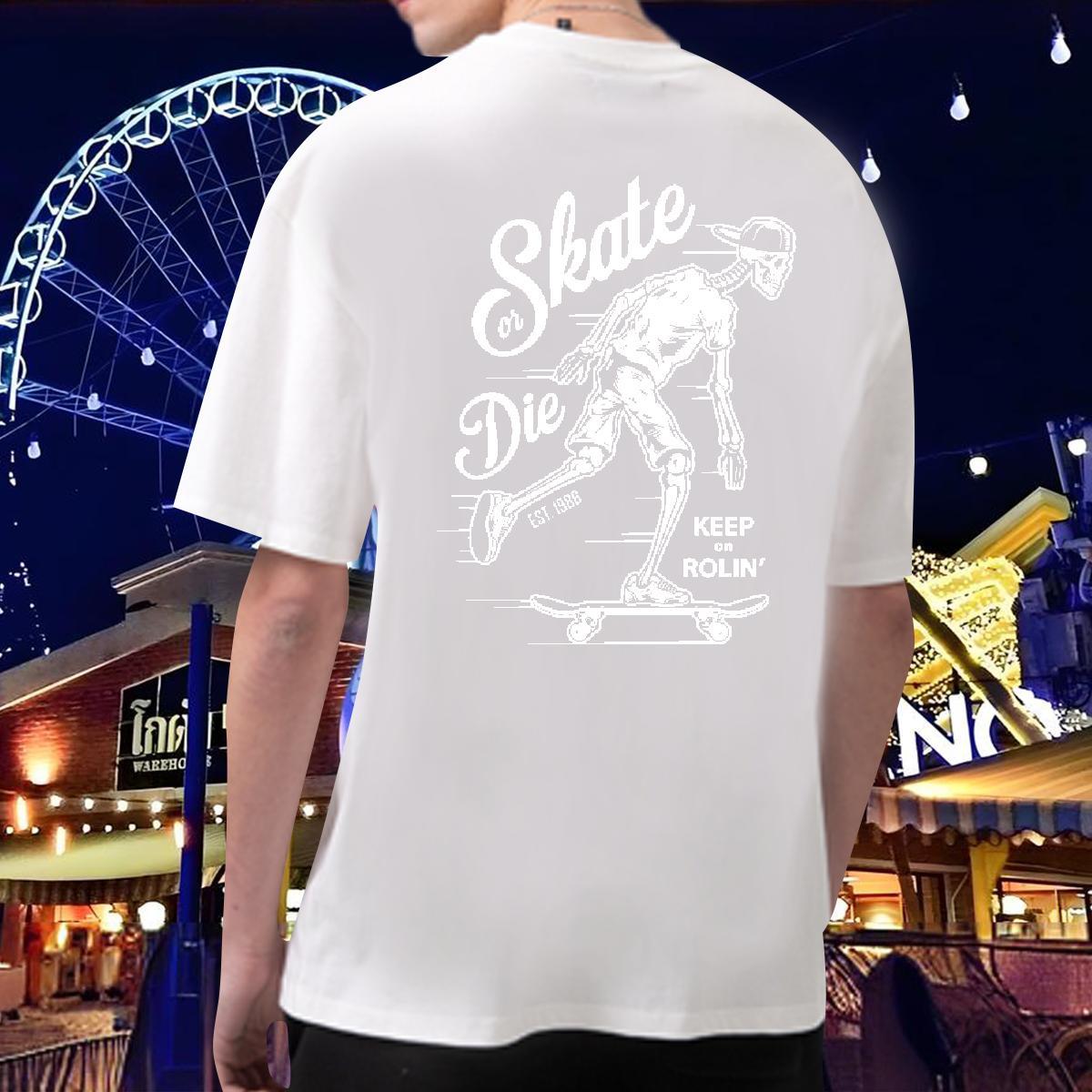 Popular T shirt 230g Pure Cotton skull Street Wear DIY Printed Breathable Short Sleeve Tshirt for Man Woman New Tshirts