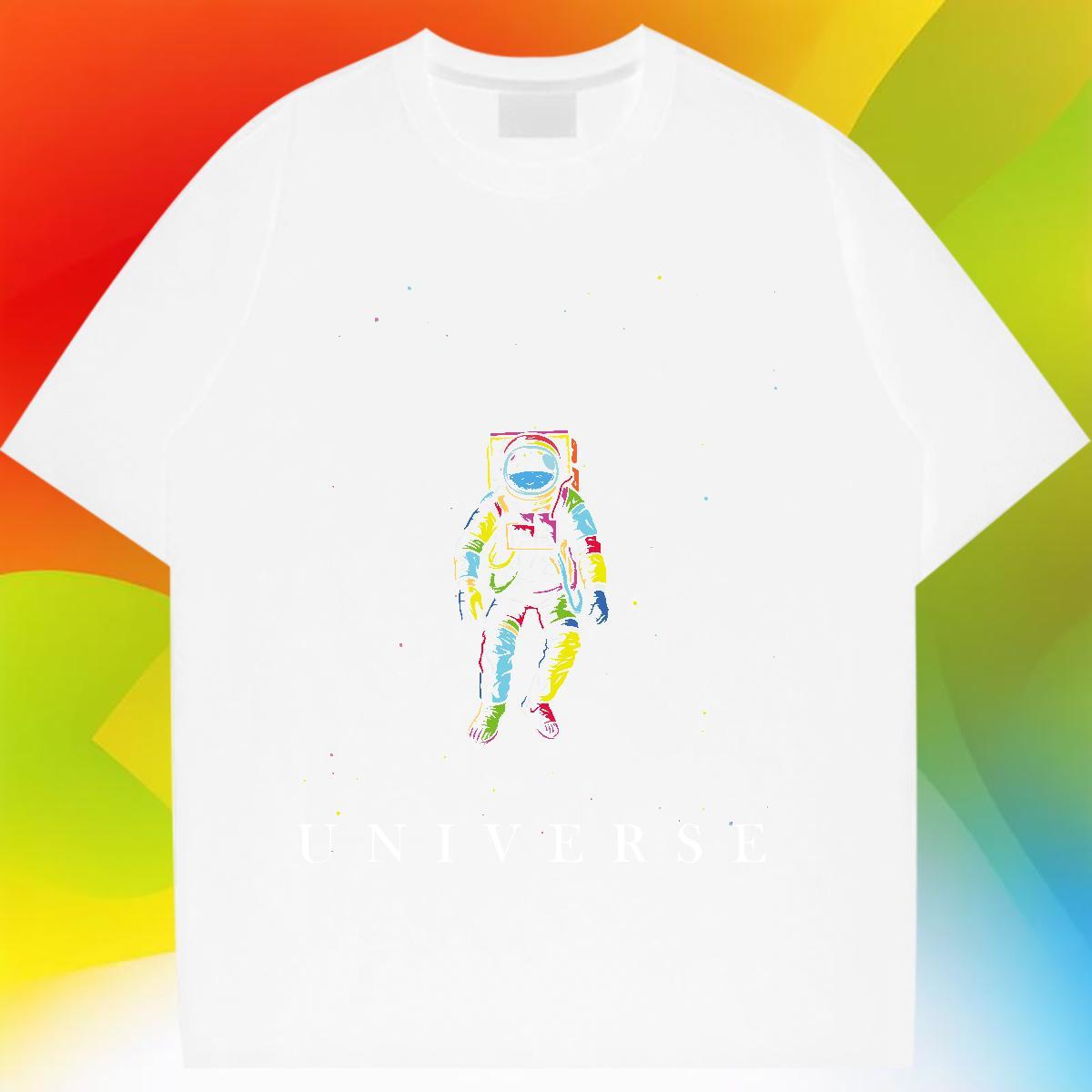 Unisex Couples T Shirts 230g Cotton universe Sports Street Wear T-Shirts for Women Crew Neck Breathable Custom Print Plus Size Top Tees