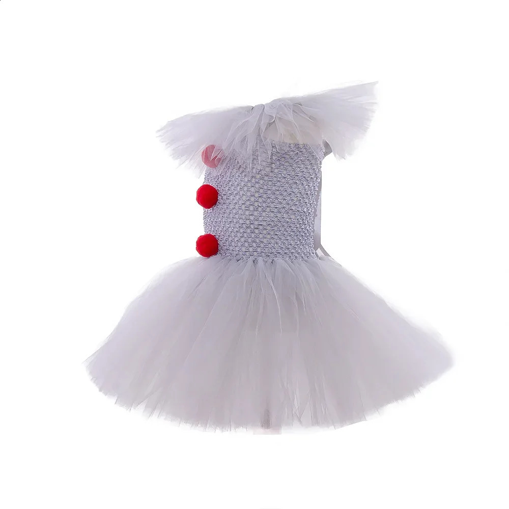 Stephen Kings It Girl Halloween Costume Childrens Clothing Grid Princess Dress Set Role Playing Performance Wearing Gloves 240823