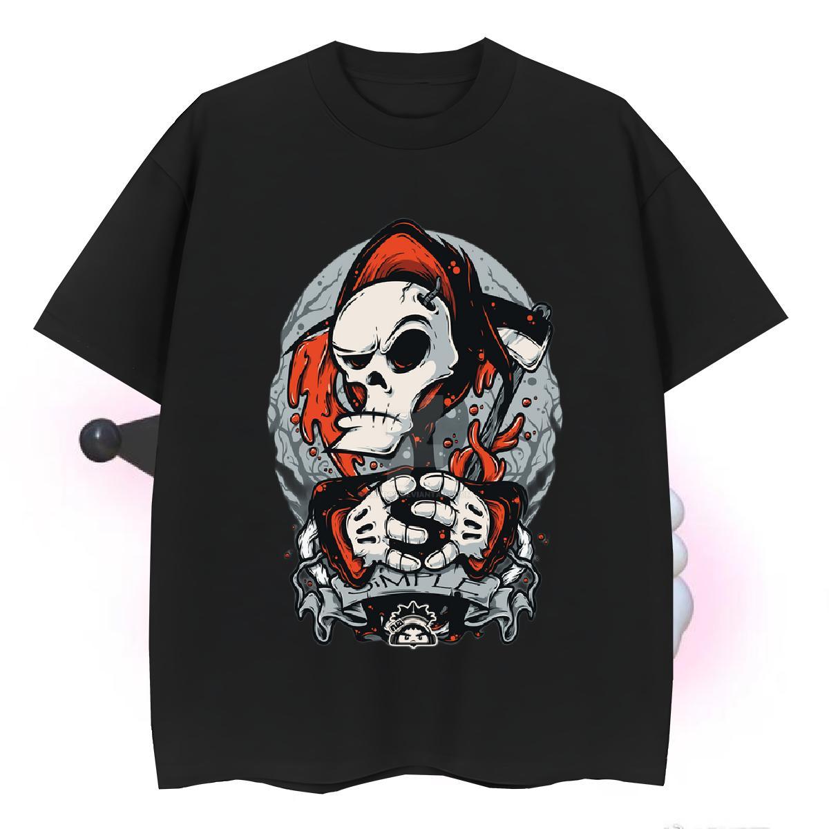 Popular T-Shirts for Men 100% Cotton 230g skull Street Casual DIY Breathable Short Sleeve Men Tees 2024 DIY Wear