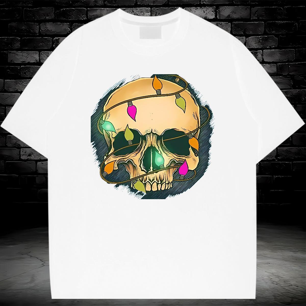 Loose Fit T shirt 230g Cotton skull Spring Summer DIY Logo Oversized Short Sleeve Soft Men Clothes T-Shirt Fashion Wear