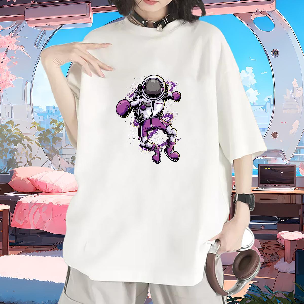 Wholesale Womens Tshirts 100% Cotton 230g universe Spring Summer T Shirts Women Short sleeve Soft Custom Cartoon Tops Shirt