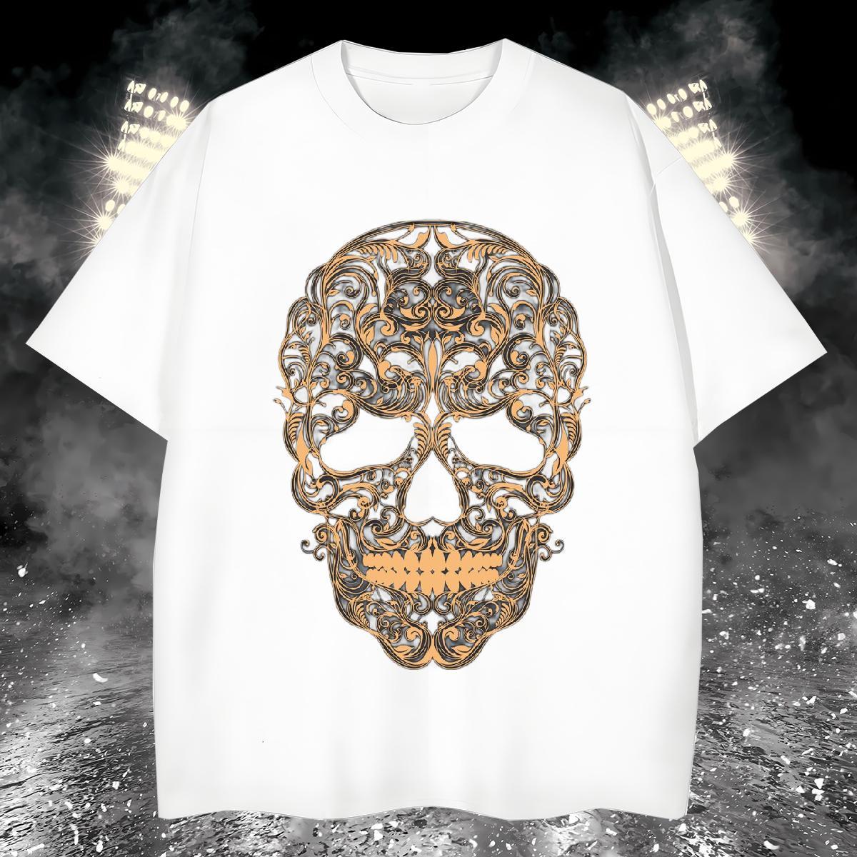 Wholesale T-Shirts 230g Cotton skull Casual DIY Anime O-Neck Short Sleeve Couples T Shirts Custom Polos