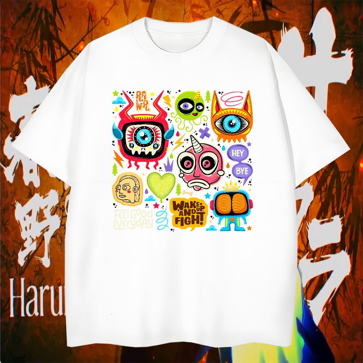 Cool T shirt 230g 100% Cotton ET Outdoor Cartoon Printing L-4XL Crew Neck Breathable Men Clothes T-Shirt Custom Wear