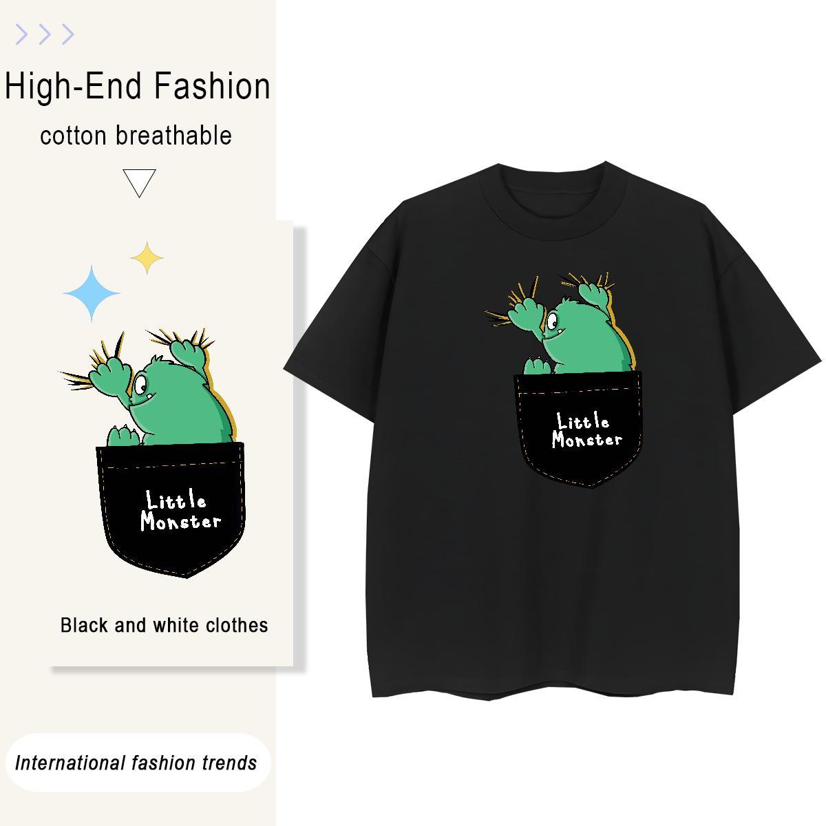 Comfortable Tshirt for Man Woman 230g 100% Cotton USA High Street Hip Hop T shirt Breathable Soft Cartoon Floral Printing Wear