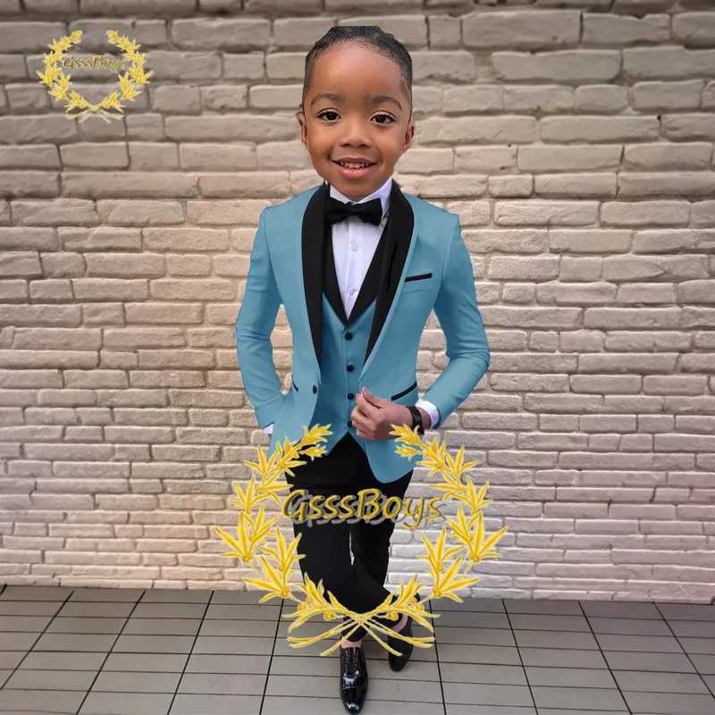 Boys suit wedding jacket pants vest 3-piece party dress shawl collar jacket suitable for childrens customization 3-16 years old complete set W240823