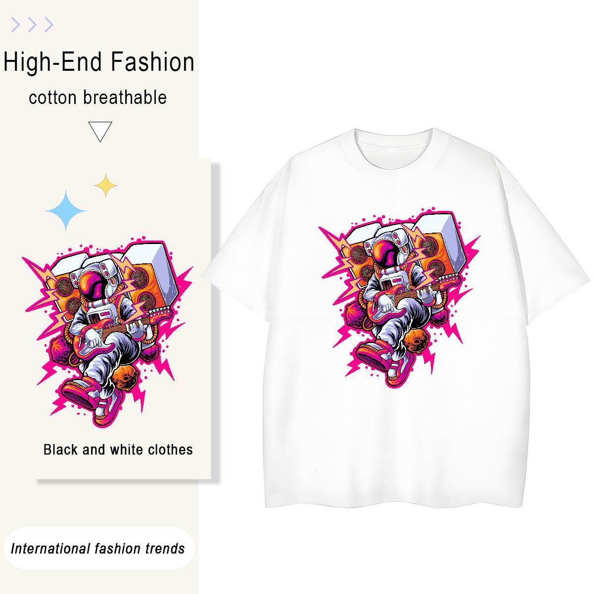 Free Shipping Womens Tshirts 230g 100% Cotton universe Spring Summer Woman T Shirts Breathable Black Oversized Clothes Shirt