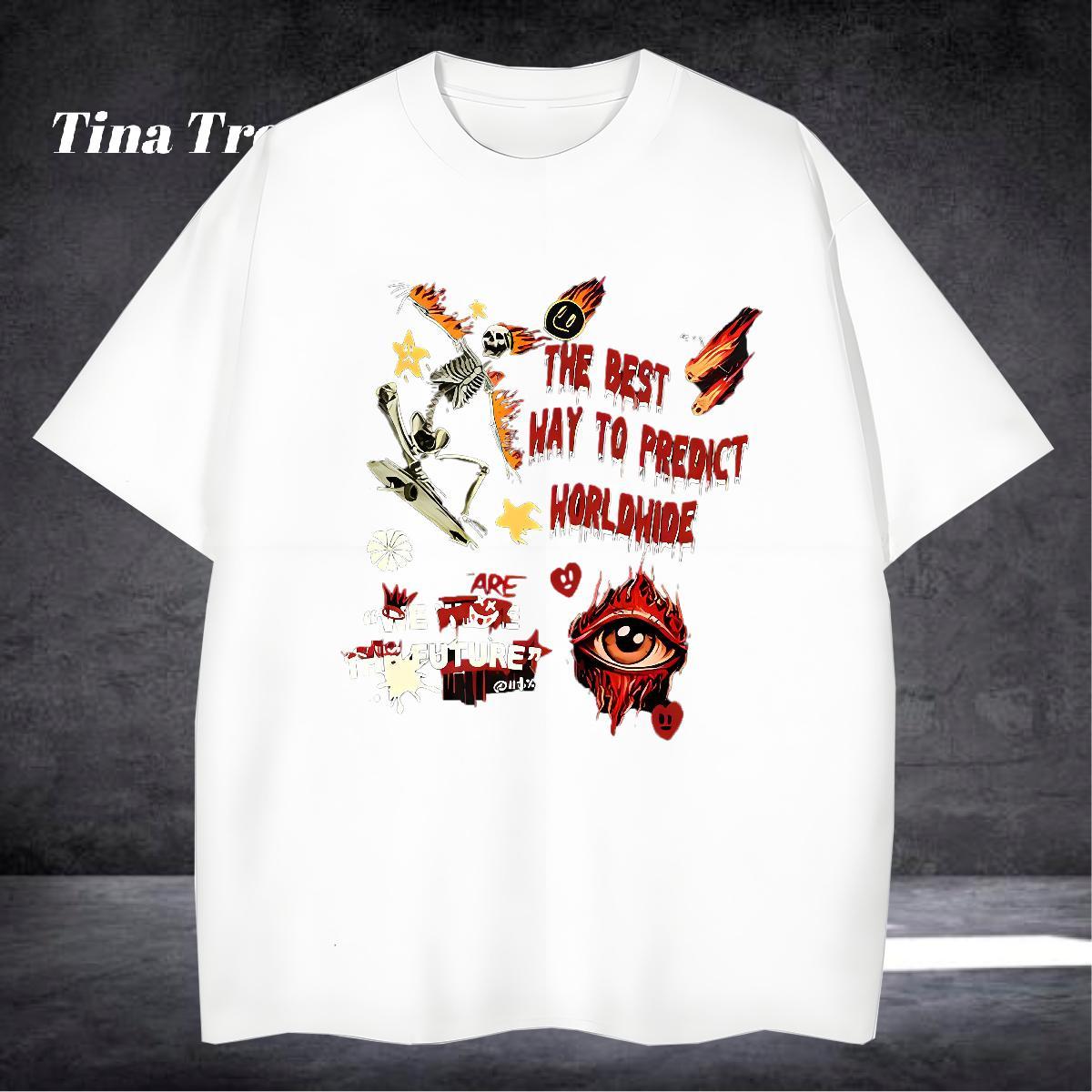 Soft Men T Shirts 230g Cotton halloween Home Outdoor DIY Anime Breathable Crew Neck Tshirts Customized Polos