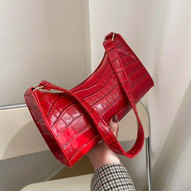 Shoulder Bags Fashion PU Leather For Women Alligator Pattern Armpit Handbag Female Small Underarm Messenger Bag Purse