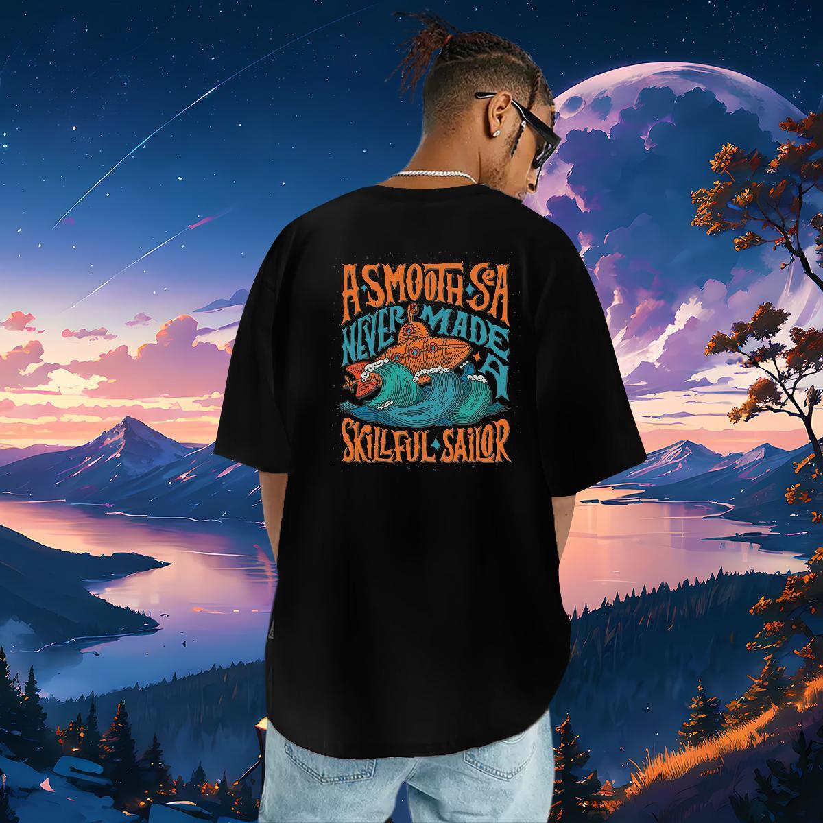 Popular T-Shirts 230g 100% Cotton sea wave Beach Custom Printing Short Sleeve O-Neck Mens Tshirts Designer Fashion Tee Shirt