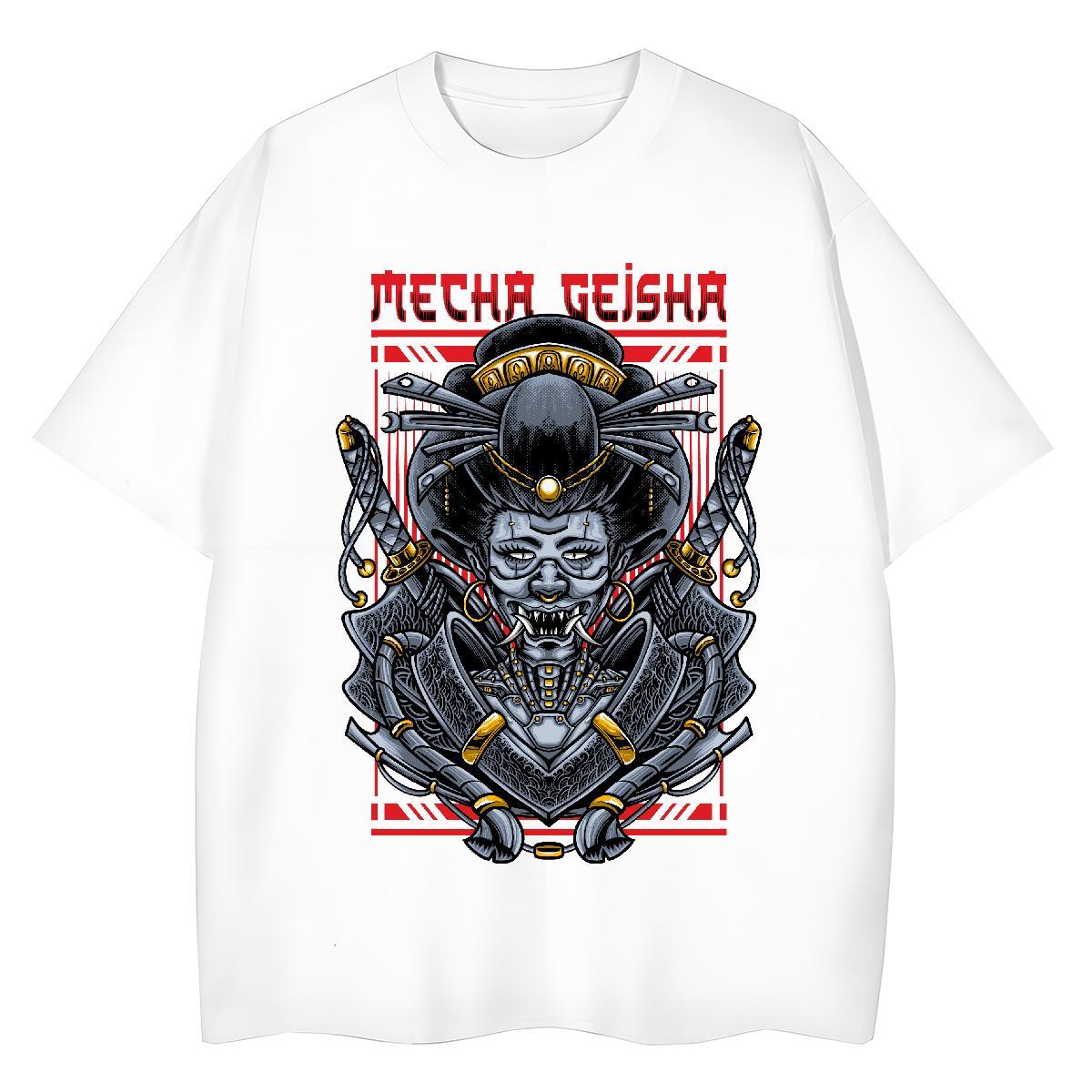 Comfortable Womens Tshirts 230g Cotton Terror Daily Outfit T-Shirts Breathable Crew Neck Anime Print Wear