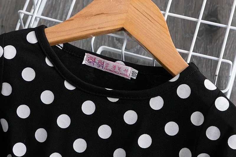 Polka polka dot long sleeved chiffon princess dress 2024 autumn childrens birthday party dress Vestodos childrens casual clothing W240823