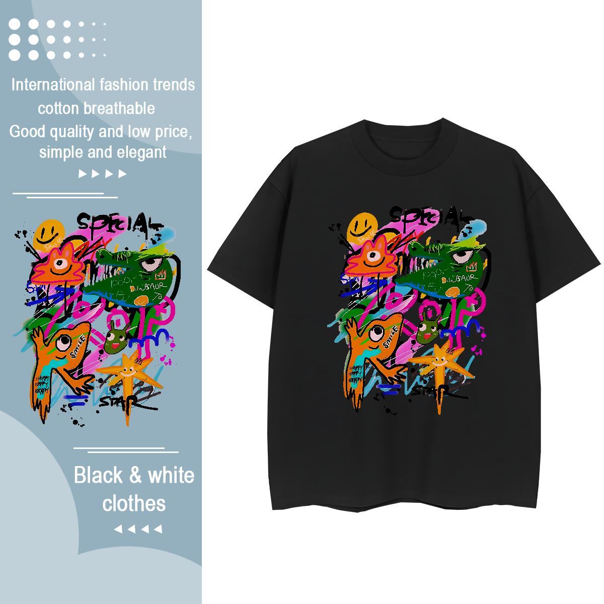 Free Shipping Lady T shirt 230g Pure Cotton cartoon Beach T Shirts Women Breathable Custom Printed Clothings