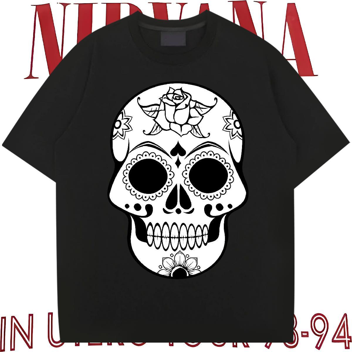 TOP Quality T Shirts Men 100% Cotton 230g skull Street Floral Print Breathable Short Sleeve Mens Tshirts 2024 Designer Polos