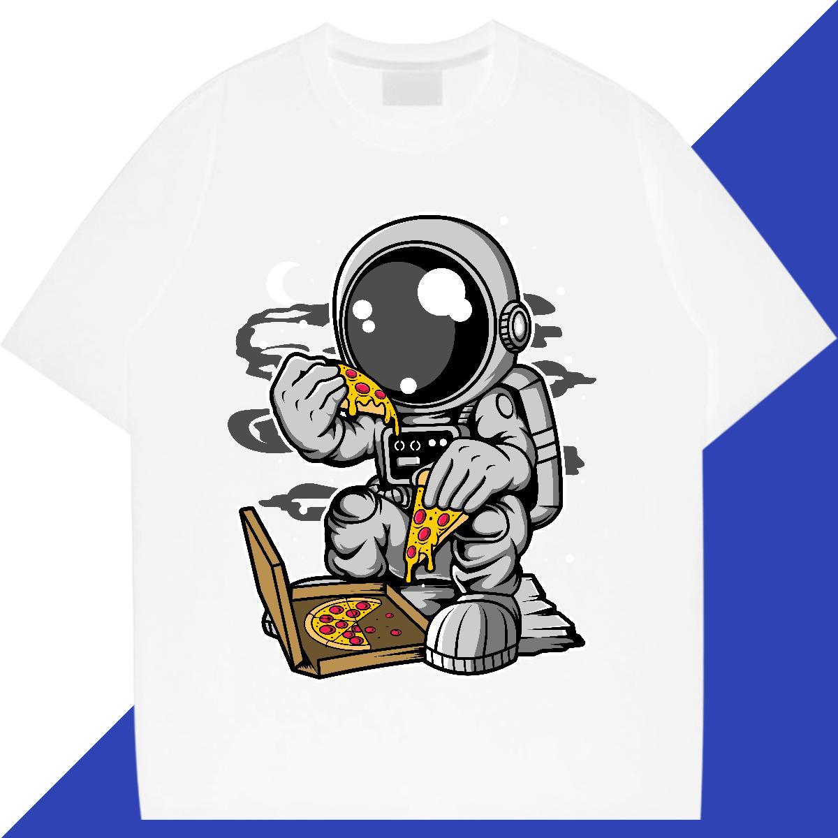 High quality Lady T shirt 230g 100% Cotton cosmonaut Daily Outfit T-Shirts Crew Neck Breathable Custom Cartoon Clothings