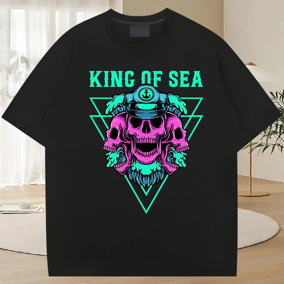 Designer T-Shirts for Men 230g Cotton skull Hip Hop Street Custom Anime Crew Neck Men Tshirts Fashion New Clothings