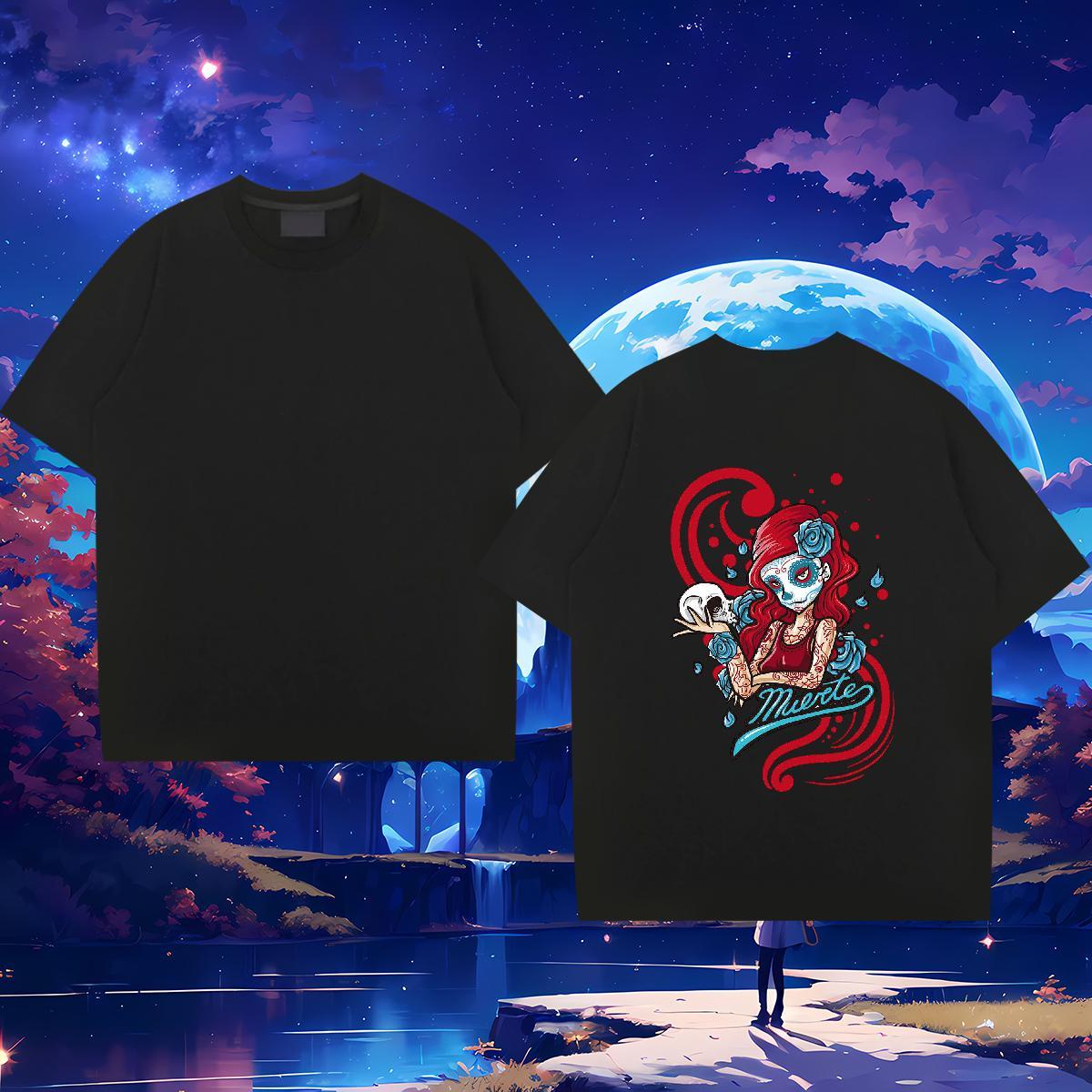 Brand Men T Shirts 230g Cotton skull High Street Hip Hop Plus Size Custom Breathable Crew Neck Couples T Shirts Classic Tees