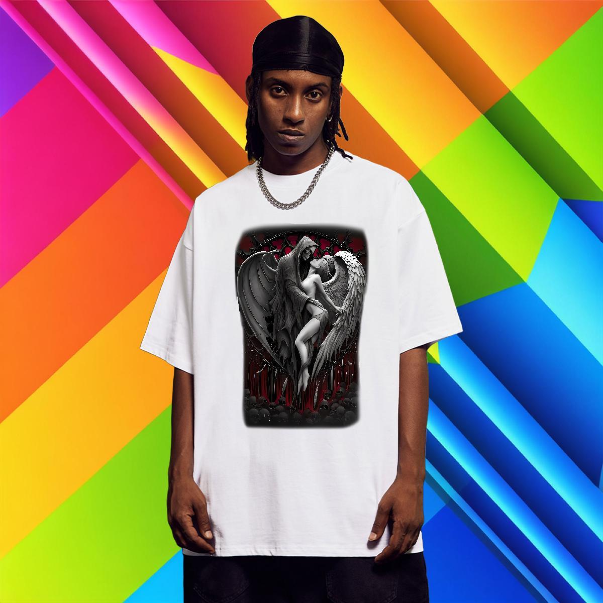 Loose T Shirt For Man 230g Pure Cotton skull Street wear Hip Hop Black Oversized Breathable Short Sleeve Mens Tshirts New Designer Clothings