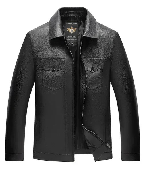Autumn mens leather jacket lapel thin environmental protection tasteless PU jacket business casual fashion leather jacket 240822