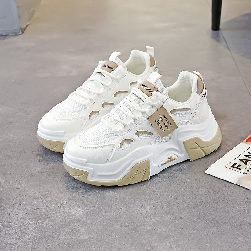 Ddmysports White Spring New Thick Soled Height Increasing Sports Versatile Dad Casual Women S Shoes C OUTDOOR