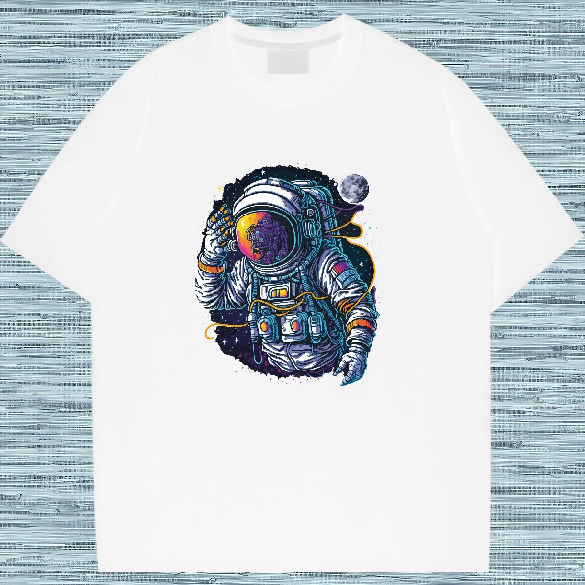 Lady Woman Tshirt 230g Cotton universe Hip Hop Street Woman T Shirts Breathable Crew Neck Custom Print Plus Size Clothes Shirt