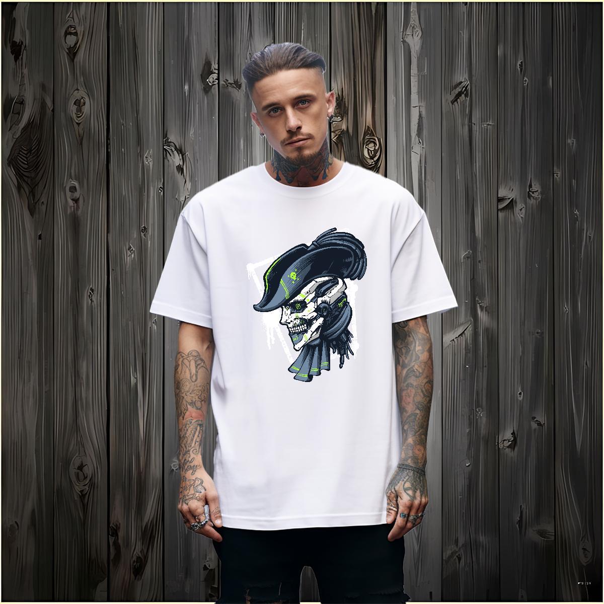 Loose Fit T-Shirts 230g Pure Cotton skull Outdoor Custom Printed Breathable Soft Tshirts 2024 DIY Tops Shirt