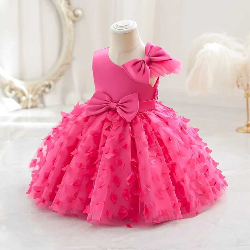 Hetiso Butterfly Girl Princess Dress Lace Shoulders Childrens Wedding Party Clothing 1st Birthday Tutu Dress Childrens Clothing W240823