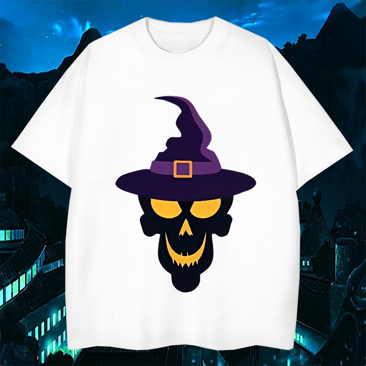 Loose Fit T shirt 230g Pure Cotton skull Home Outdoor Anime Short Sleeve O-Neck Men Tees Casual New Tees Shirts