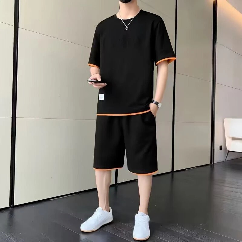 T-shirts Shorts Suits for Men Alphabet Jogging Workout 5xl Cotton Jogger Man Sets Running Clothes Xl Summer Tee Outdoor 240822