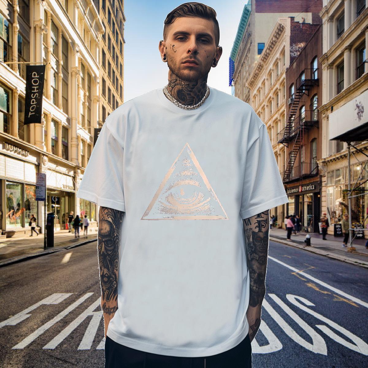 Cool T Shirt For Man 230g Pure Cotton eye of the devil Casual Custom Print Oversized Short Sleeve Soft Men Tshirts Fashion Tee Shirt