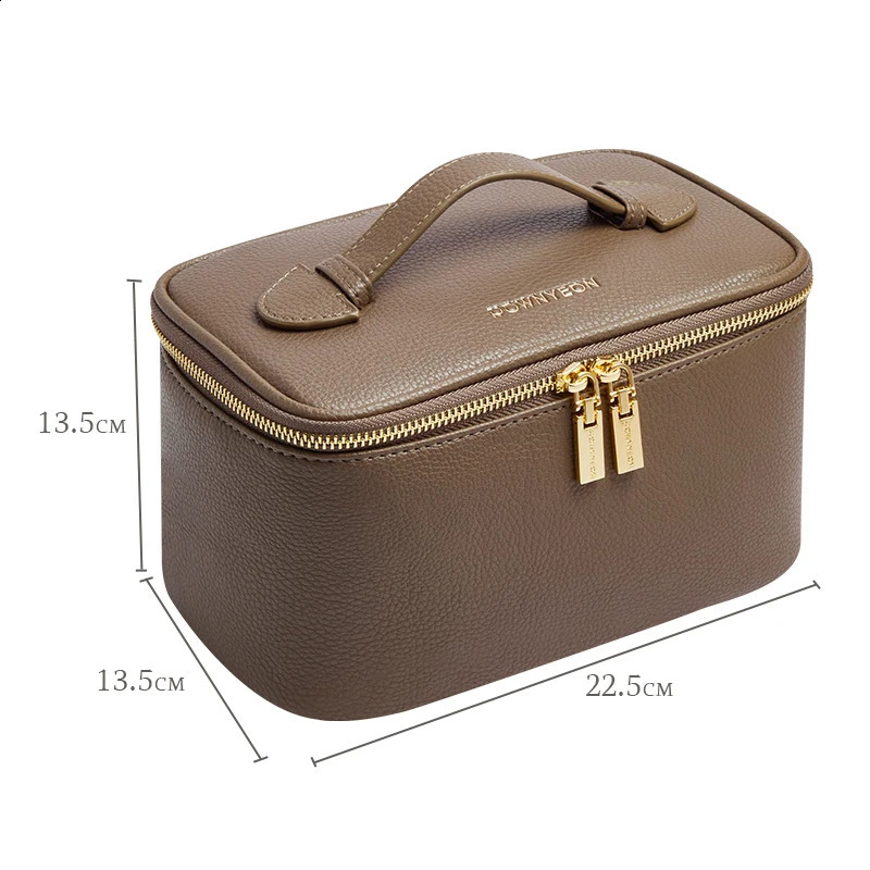Rownyeon High Quality PU Leather Makeup Travel Bag Portable Toiletry Case with Metal Zipper 240822