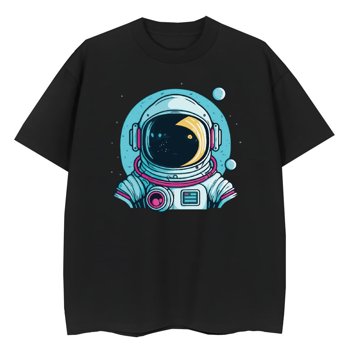 Comfortable Lady T shirt 230g Cotton cosmonaut Hip Hop Street T Shirt For Woman Short Sleeve O-Neck Anime Print Tops Shirt