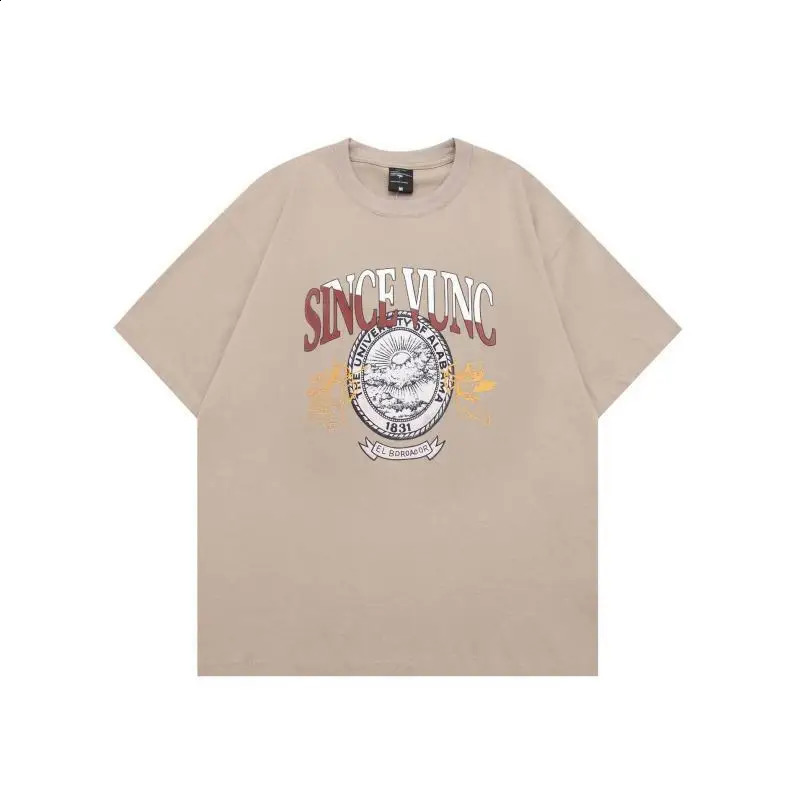 Mens pure cotton casual custom fashion Y2k style basic oversized mens Tshirt trend wild retro short sleeved summer 240822
