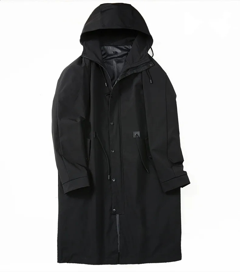 spring Long style coat mens High quality casual trench coat casual hoooded jackets mensize XL-8XL 240822