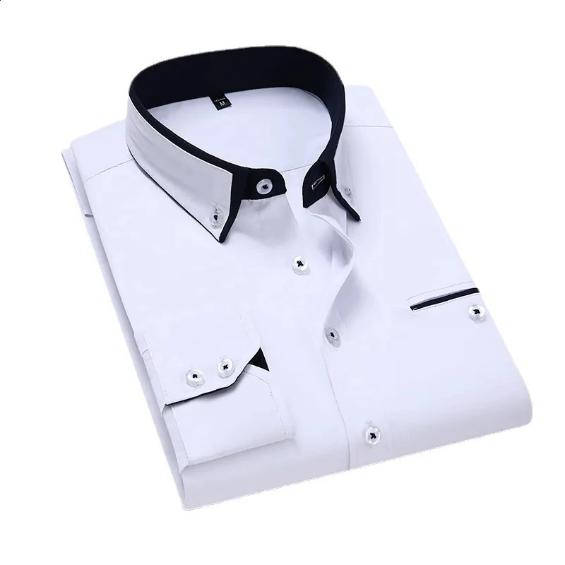 KX421 13 Color 8XL British-Style Men Spring Long-Sleeved Shirts/Male Slim Fit Business Casual Shirts Male Social Casual Button 240822
