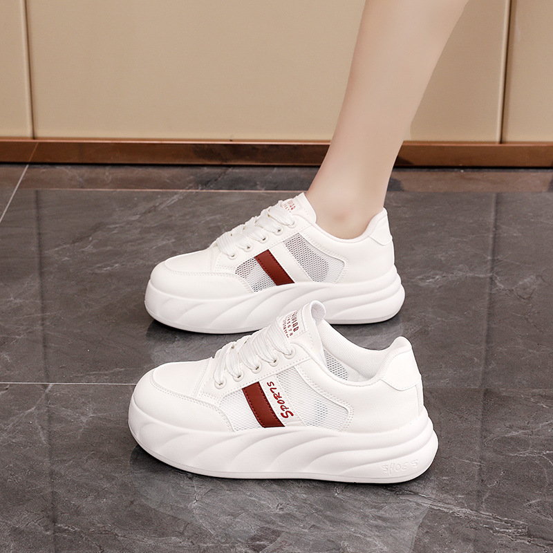 Ddmysports Mesh Breathable Board For Women In The Spring Of Lightweight And Thick Soled Versatile Casual Color Blocked White Shoes OUTDOOR