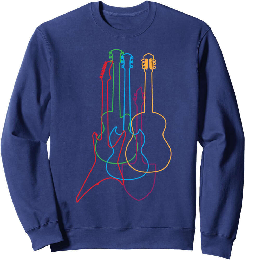 Long Sleeve Shirts for Men sweatshirt Colored Guitars Electric Acoustic Classical Gift Sweatshirt T shirt Tee Streetwear Casual tops clothes