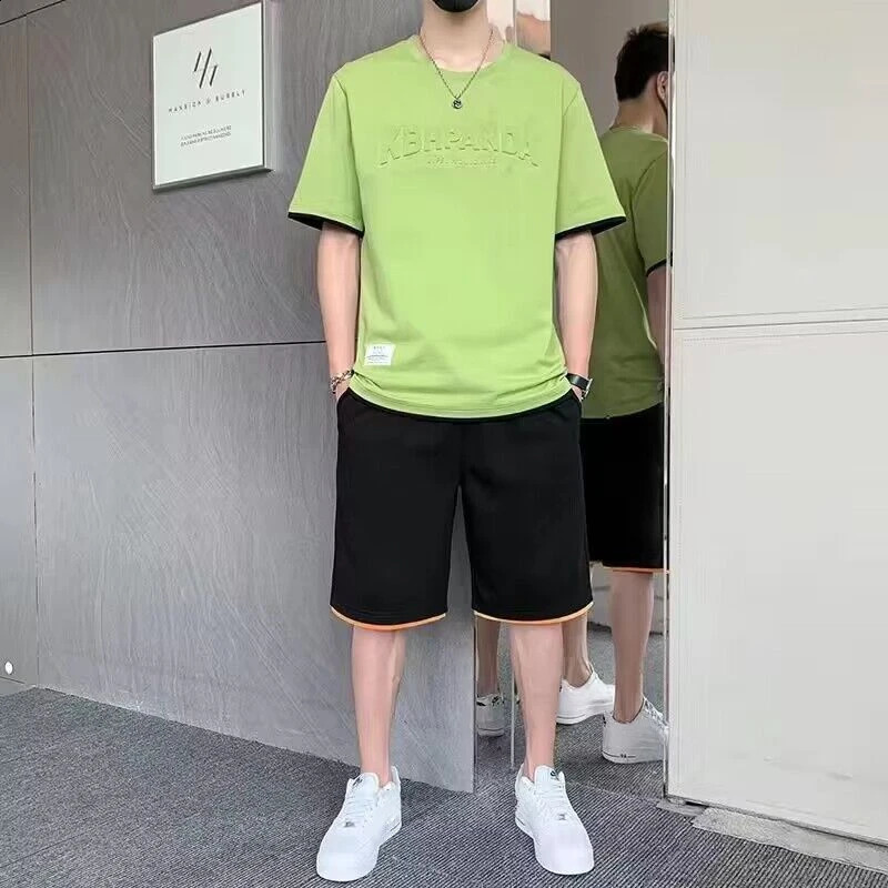 T-shirts Shorts Suits for Men Alphabet Jogging Workout 5xl Cotton Jogger Man Sets Running Clothes Xl Summer Tee Outdoor 240822
