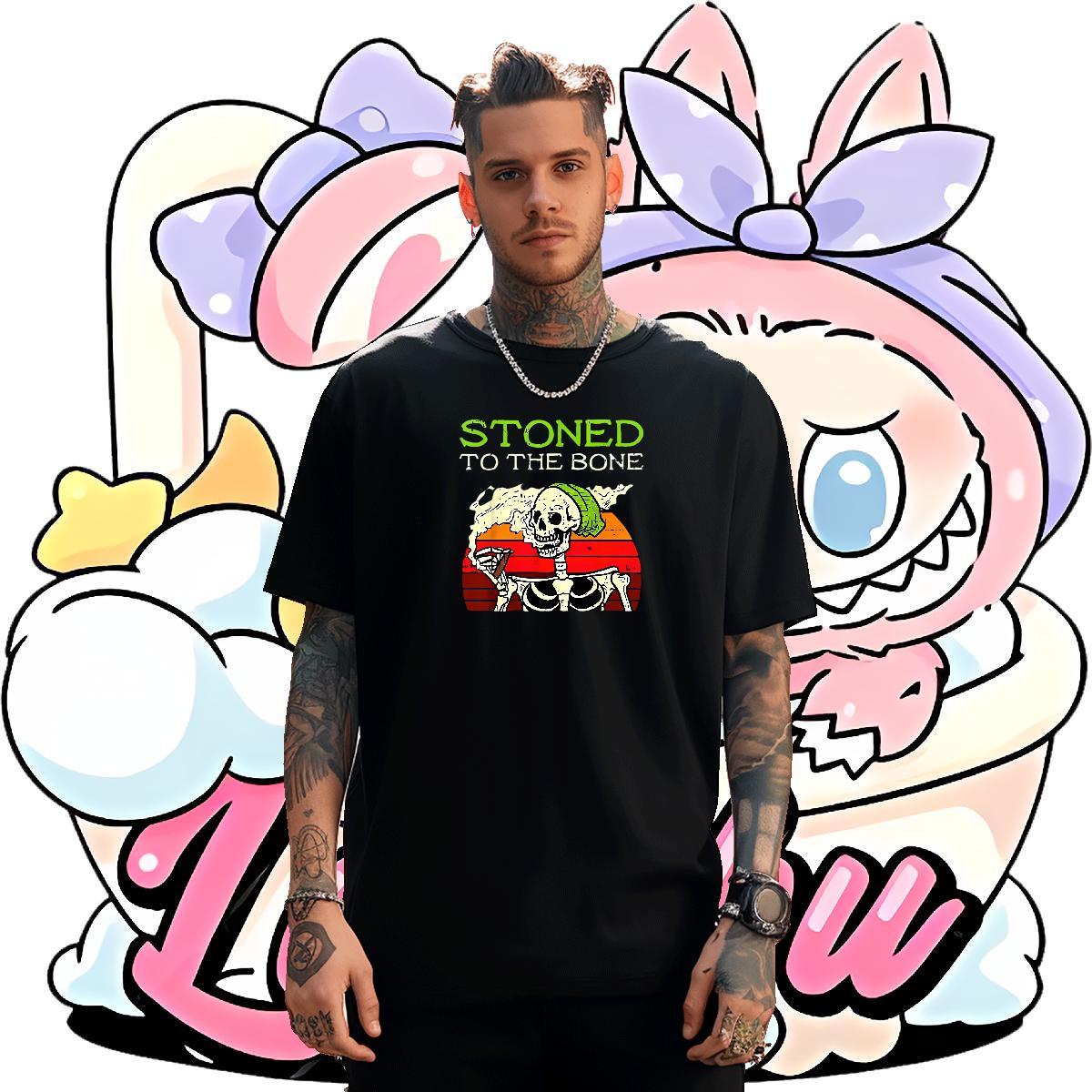 Comfortable T shirt 230g Pure Cotton skull Beach Asian Size Breathable Men Tops Tees 2024 Wear