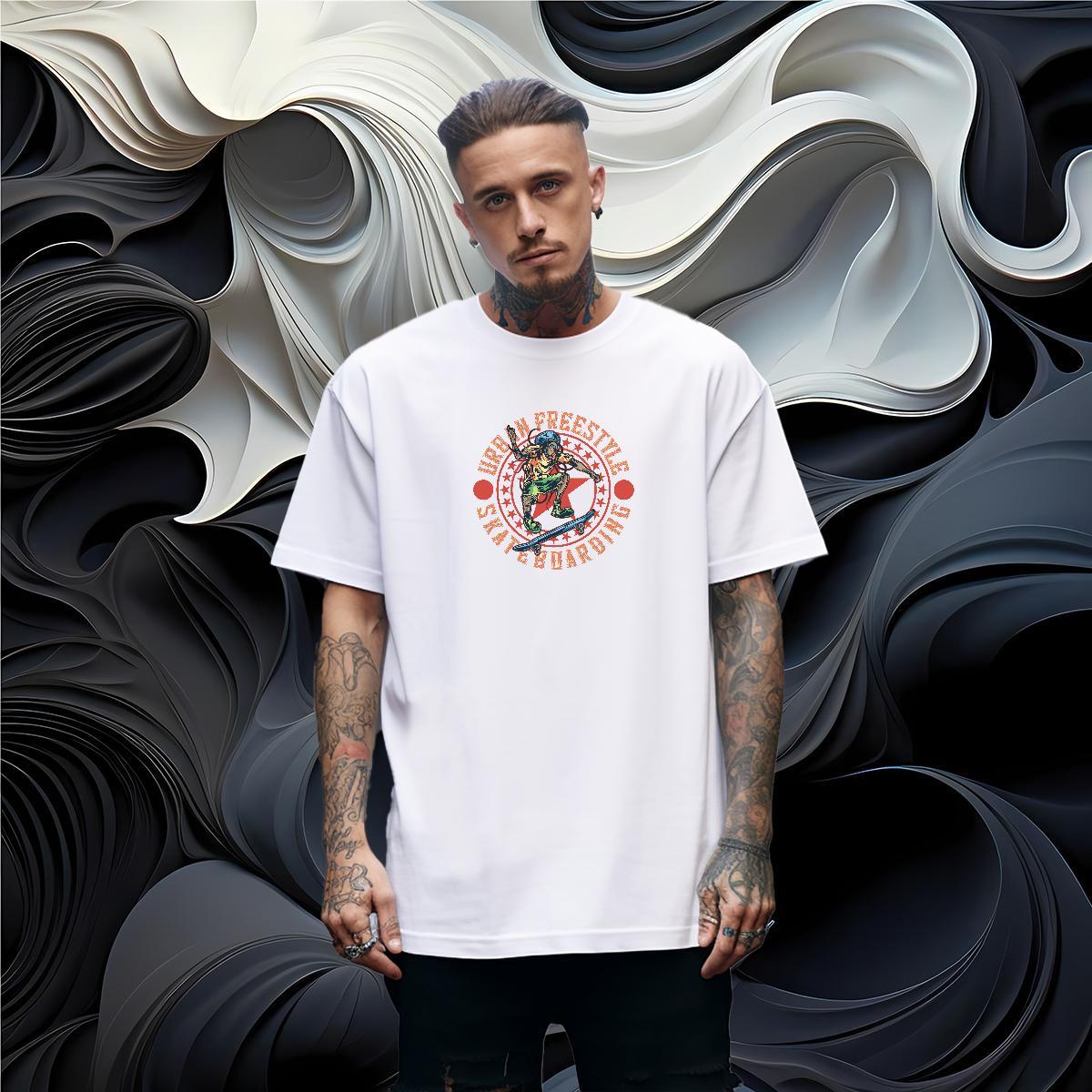 Designer Man T Shirts 230g Cotton skull Spring Summer DIY Printed Breathable Short Sleeve Tshirts Fashion Designer Polos