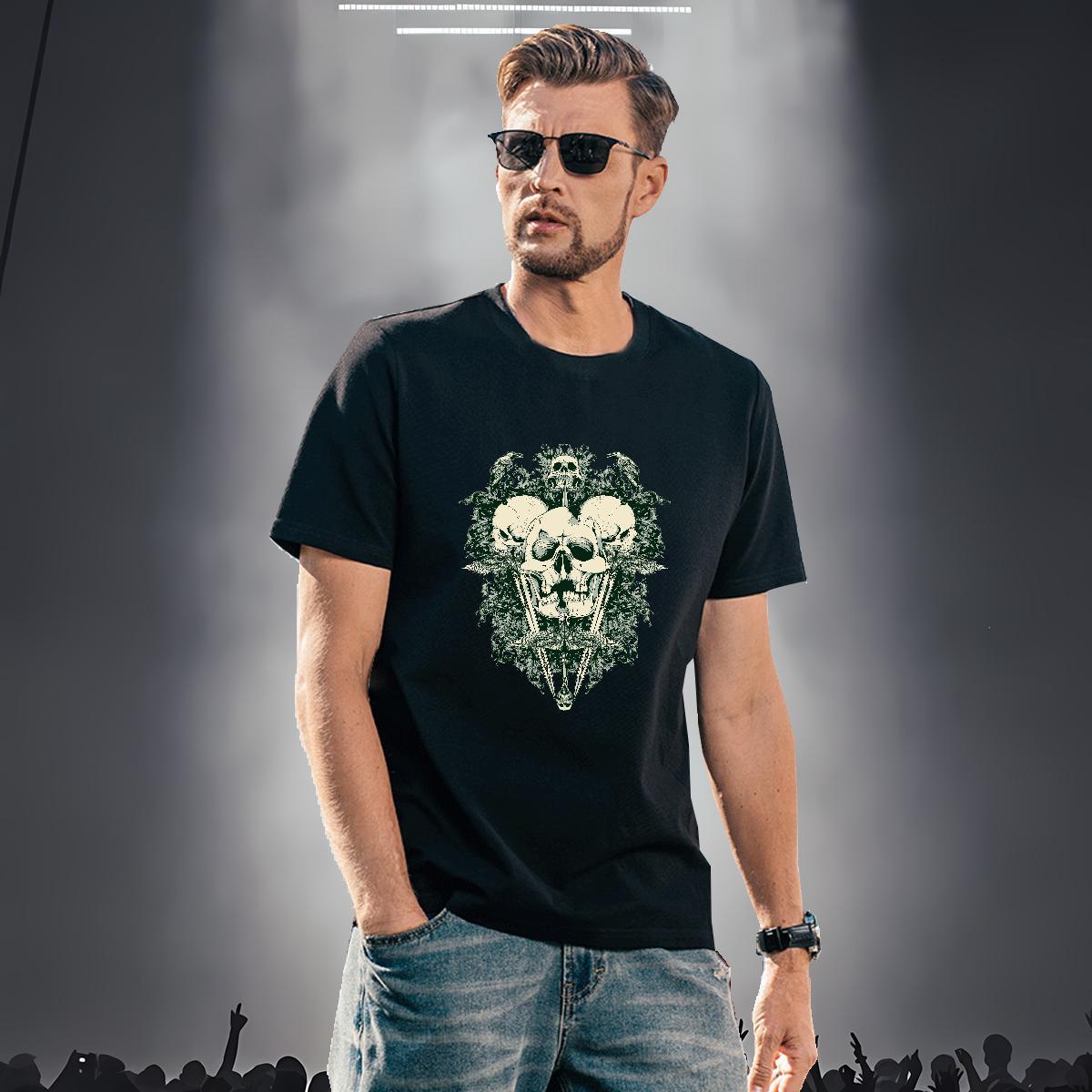 Brand Man T Shirts 100% Cotton 230g skull Outdoor DIY Printed Crew Neck Men Tops Tees Stylist Tops Shirt