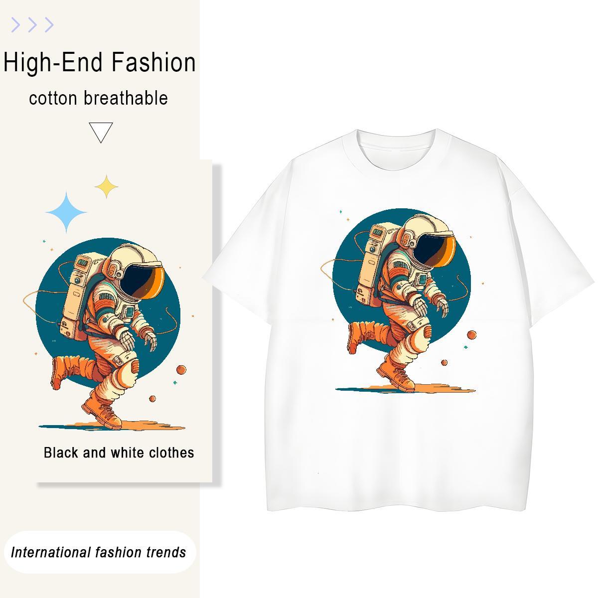 Comfortable Women Tshirts 230g Cotton universe Summer Casual Woman T Shirts Breathable Crew Neck Graphic Wear