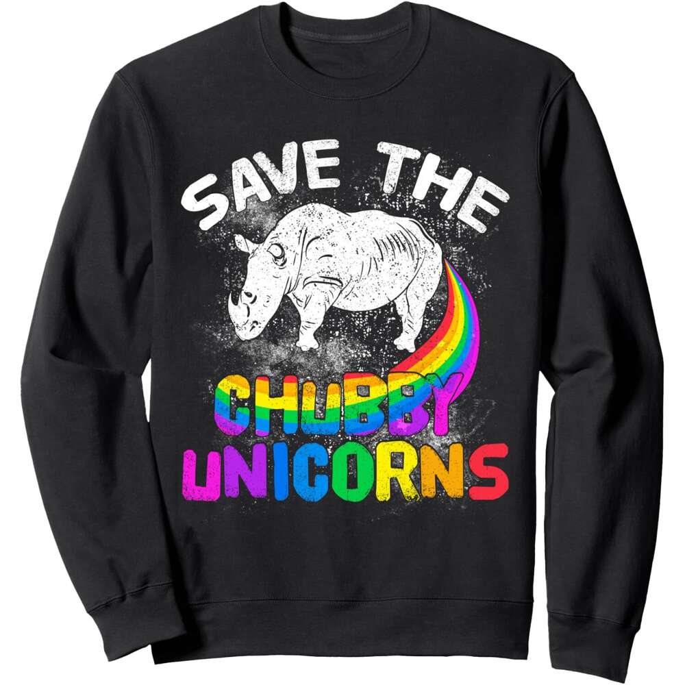 Long Sleeve Shirts for Men sweatshirt Save The Chubby Unicorn Rainbow Magical Funny Gift Sweatshirt T shirt Tee Streetwear Casual tops clothes