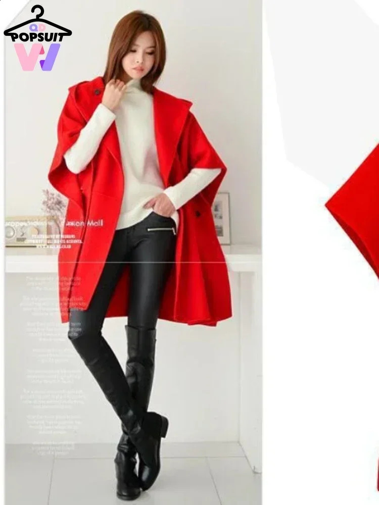 Cape Town loose cardigan jacket Korean casual solid hooded wool pocket street womens bag